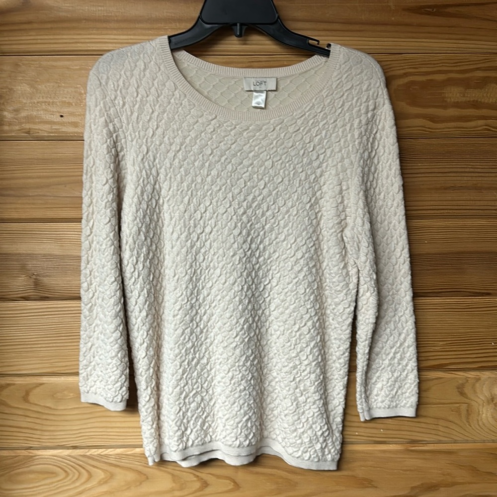 Loft Off White Long Sleeve Sweater Shirt Size M